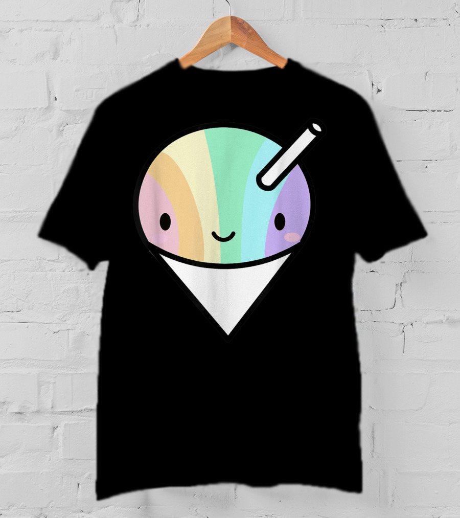 Kawaii Rainbow Shaved Ice Hawaiian Shave Ice Cute Smile Cone T-Shirt