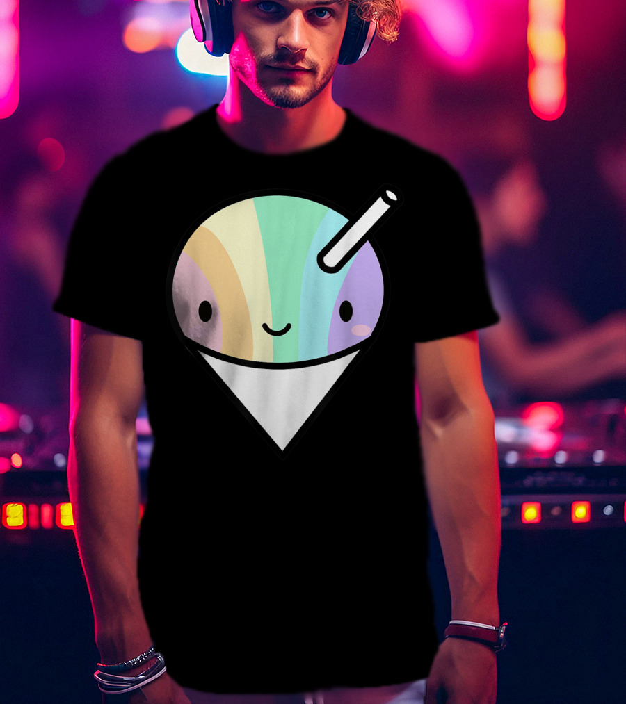 Kawaii Rainbow Shaved Ice Hawaiian Shave Ice Cute Smile Cone T-Shirt