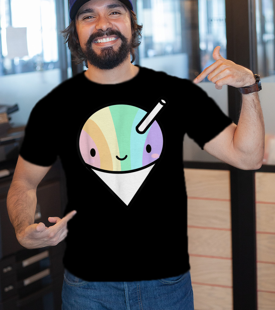 Kawaii Rainbow Shaved Ice Hawaiian Shave Ice Cute Smile Cone T-Shirt