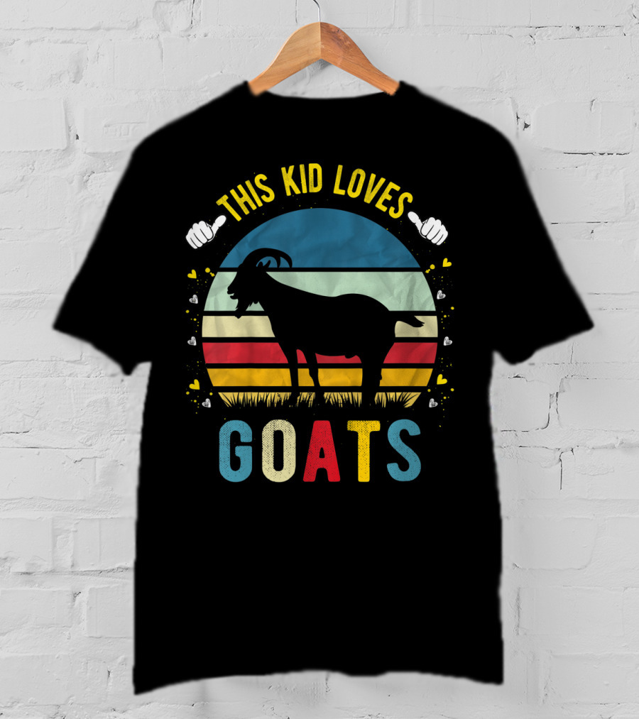This Kid Loves Goats Boys And Girls Retro Goat T-Shirt