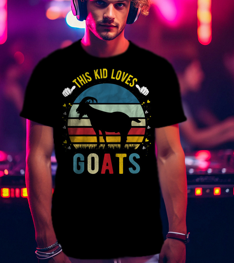 This Kid Loves Goats Boys And Girls Retro Goat T-Shirt