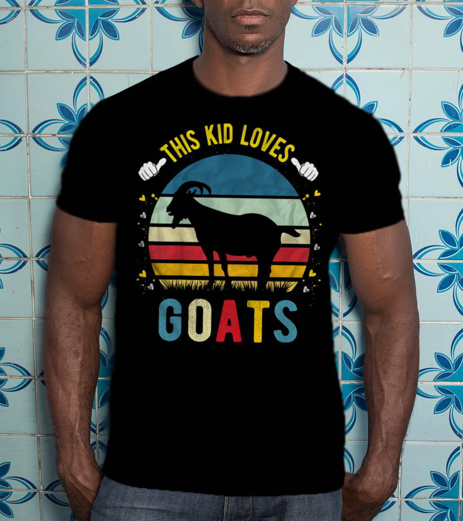 This Kid Loves Goats Boys And Girls Retro Goat T-Shirt