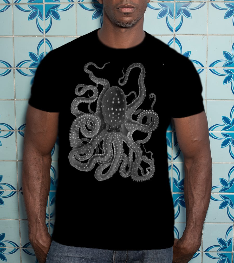 Kraken Black Octopus Squid T-Shirt