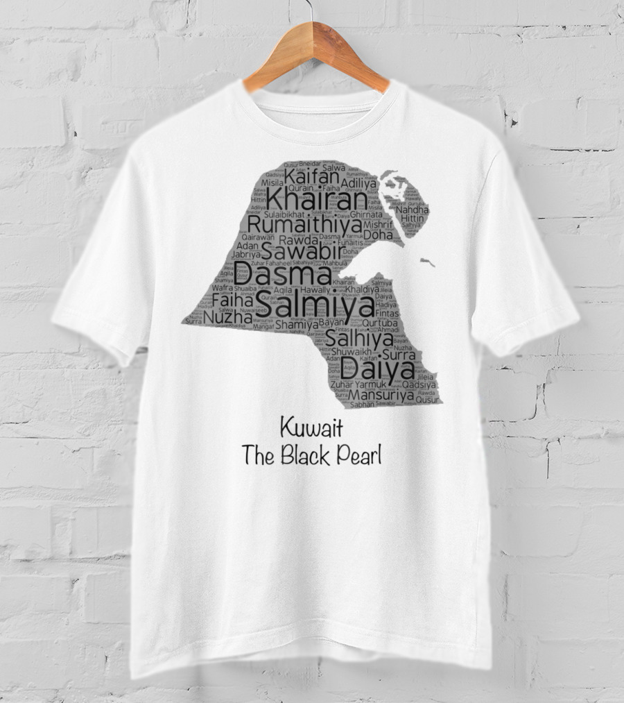Kuwait's Outline Cities Including Salmiya Daiya The Black Pearl T-Shirt