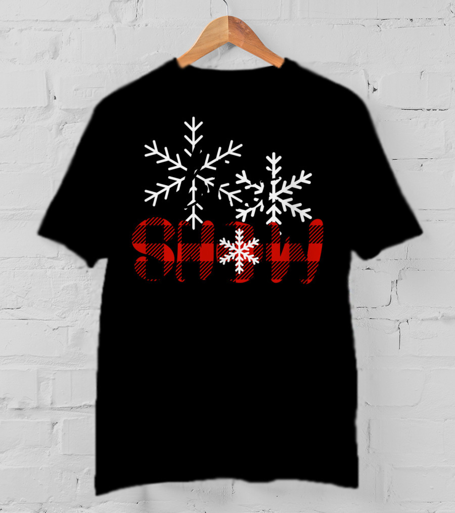 Let It Snow Christmas Red Buffalo Plaid Snowflakes T-Shirt