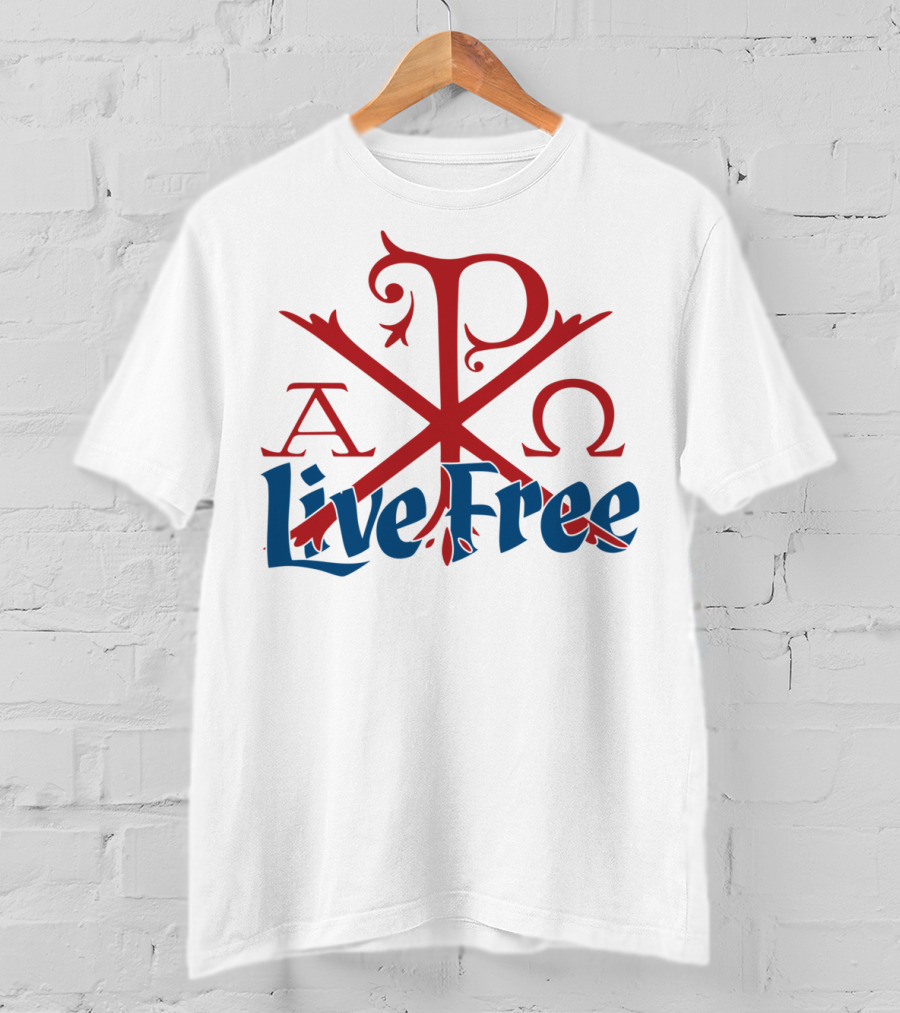 Live Free Red Chi Rho Alpha Omega T-Shirt