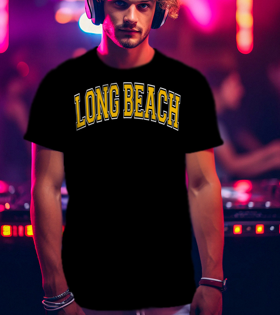 Long Beach Varsity Amber Text Arch T-Shirt