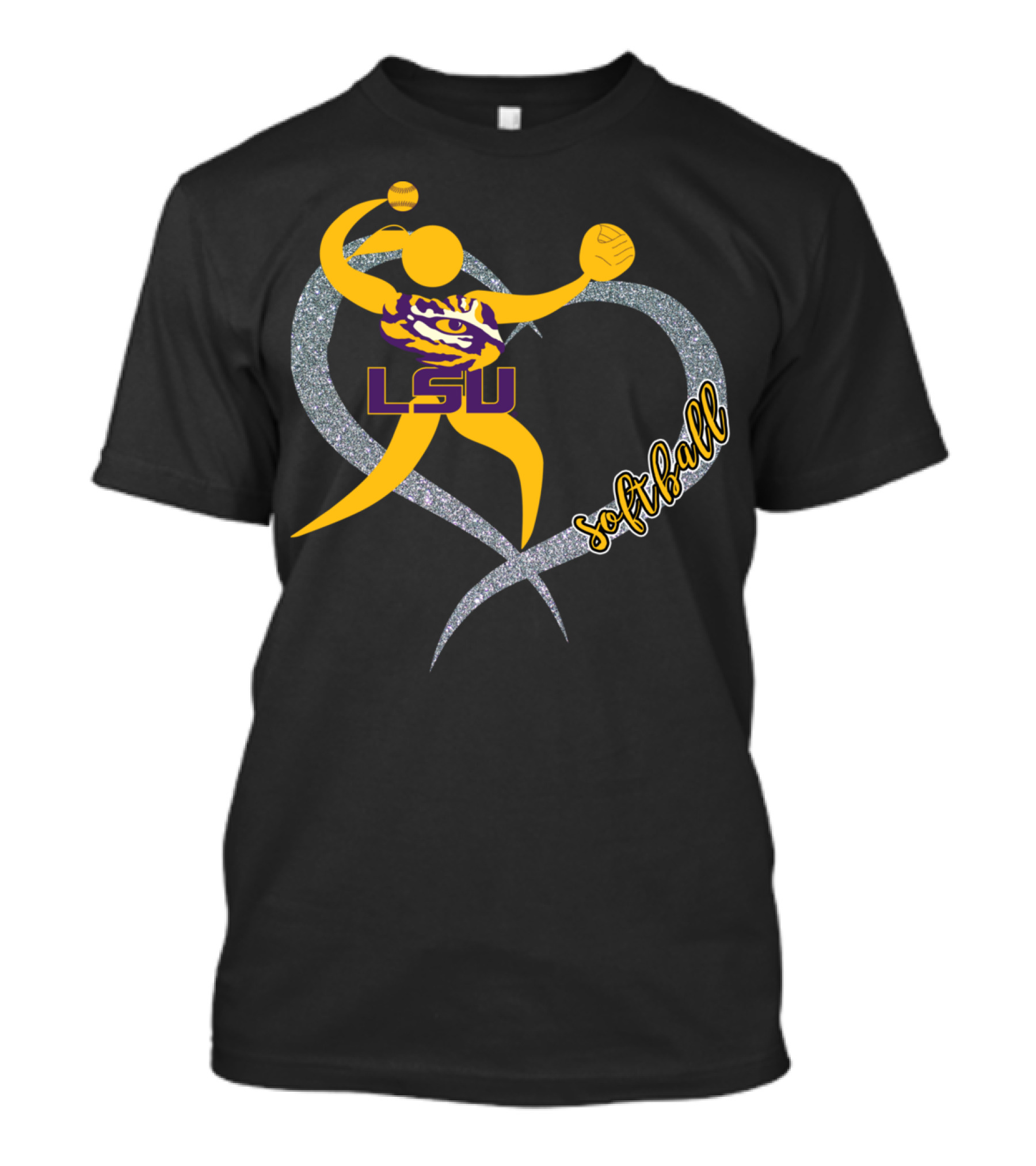 LSU Tigers Softball Heart Gameday T-Shirt
