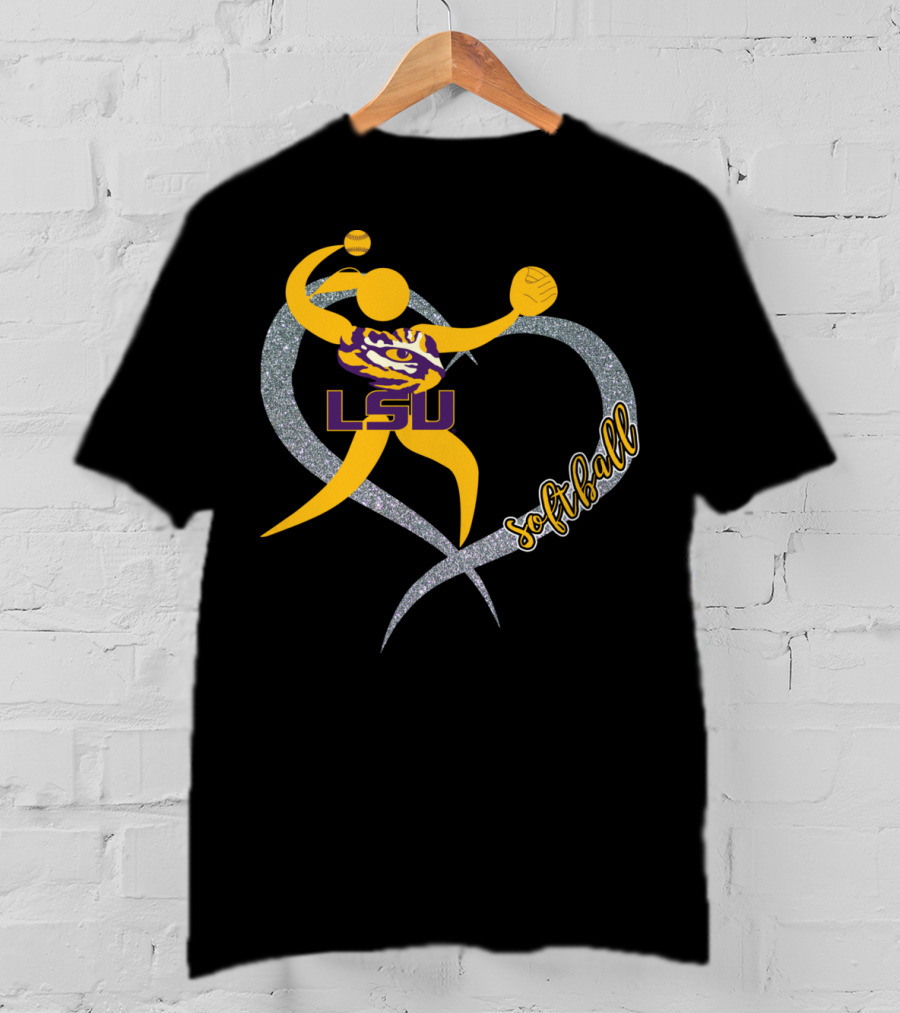 LSU Tigers Softball Heart Gameday T-Shirt