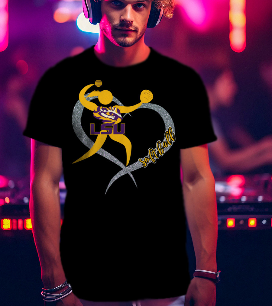 LSU Tigers Softball Heart Gameday T-Shirt