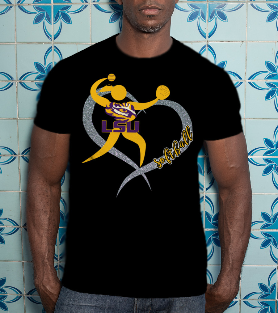 LSU Tigers Softball Heart Gameday T-Shirt