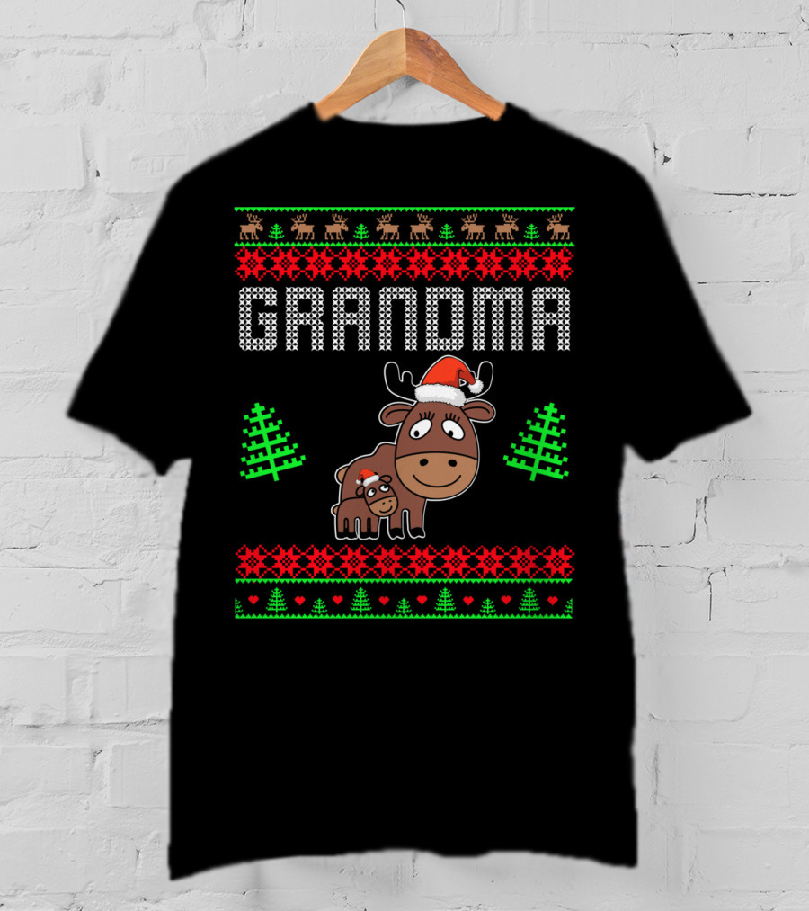 Grandma Christmas Moose Family Matching Holiday T-Shirt