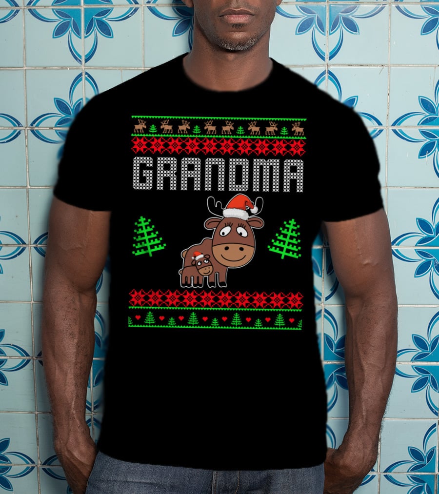 Grandma Christmas Moose Family Matching Holiday T-Shirt