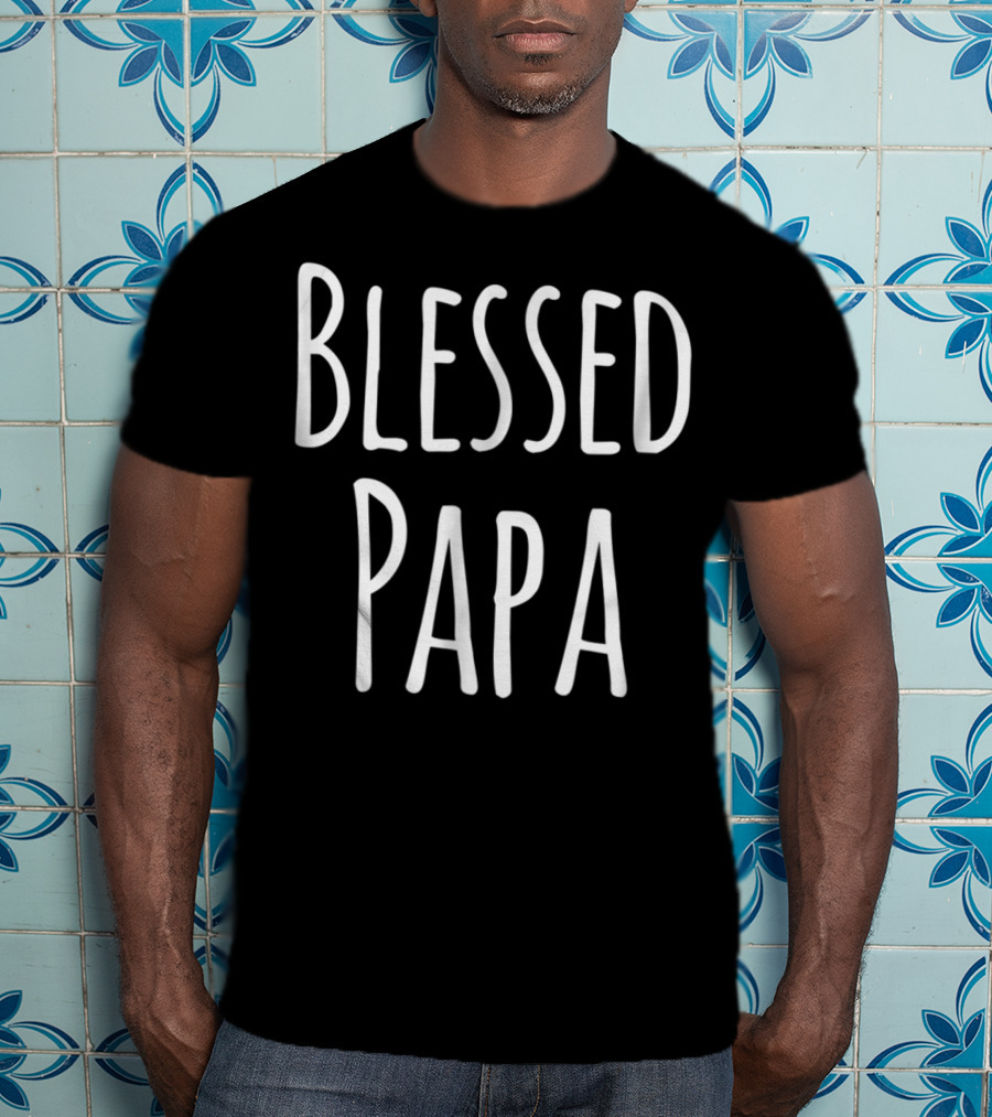 Mens Blessed Papa Christmas Family T-Shirt