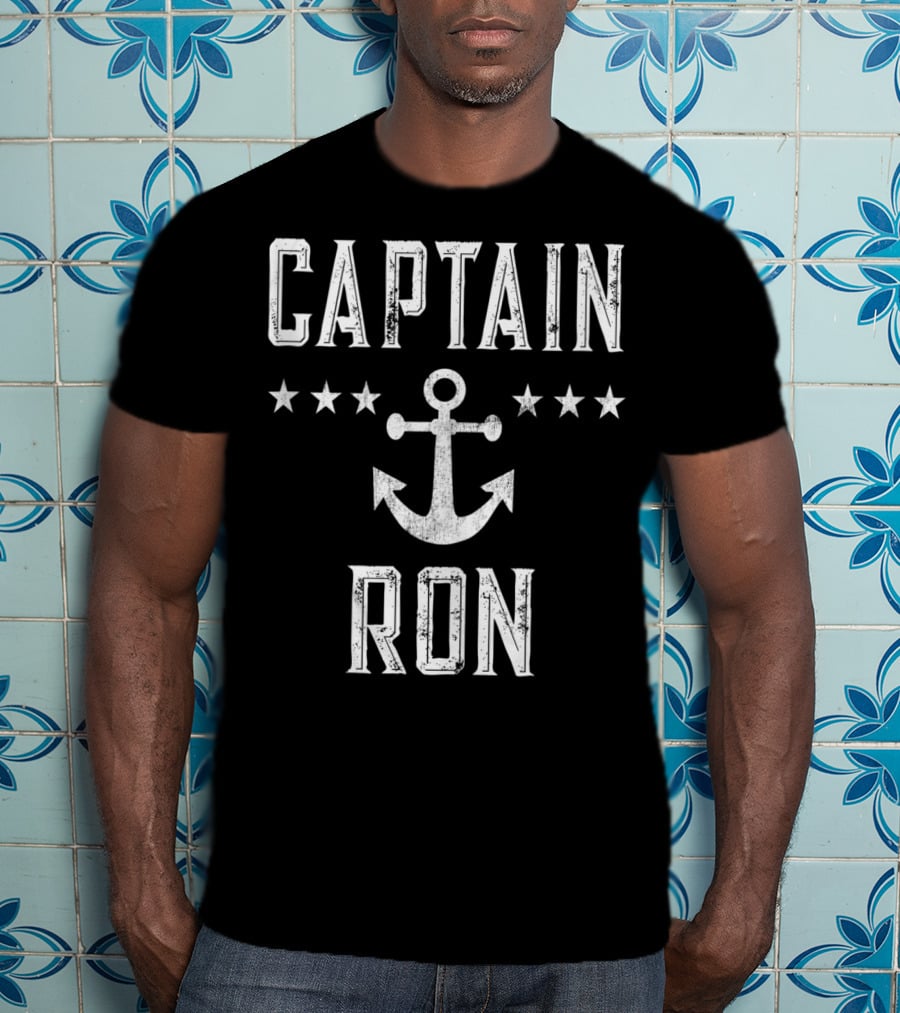 Captain Ron Vintage Anchor Star Design Mens Family Cruise Lake T-Shirt