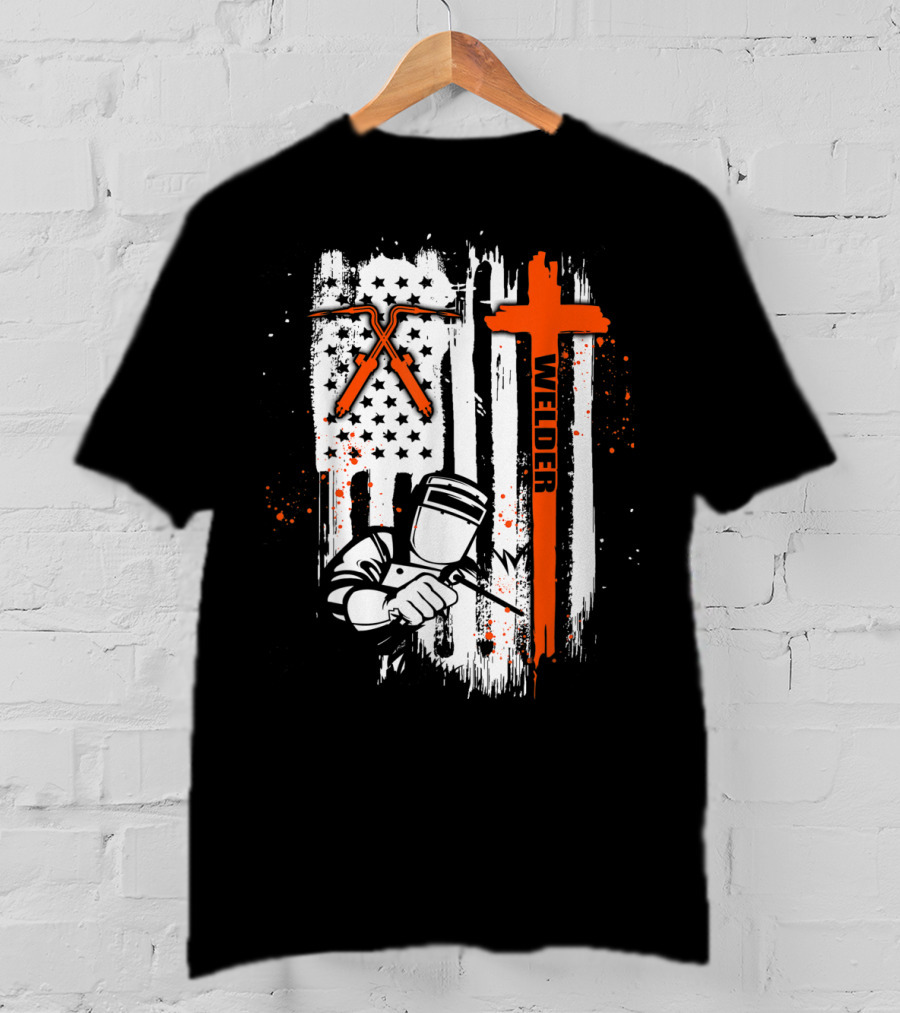 Welder American Flag USA Crossed Tools Patriotic T-Shirt