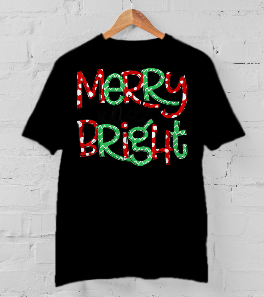 Merry And Bright Christmas Polka Dots T-Shirt