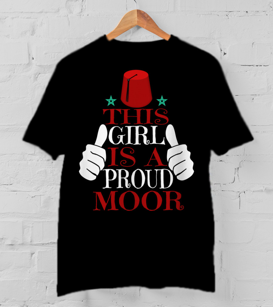 Moorish American This Girl Is A Proud Moor Fez Hat Thumbs Up Stars T-Shirt