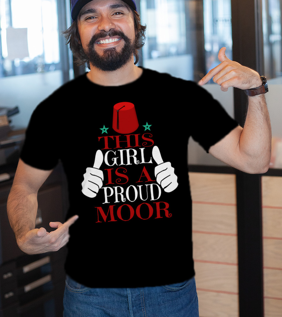 Moorish American This Girl Is A Proud Moor Fez Hat Thumbs Up Stars T-Shirt