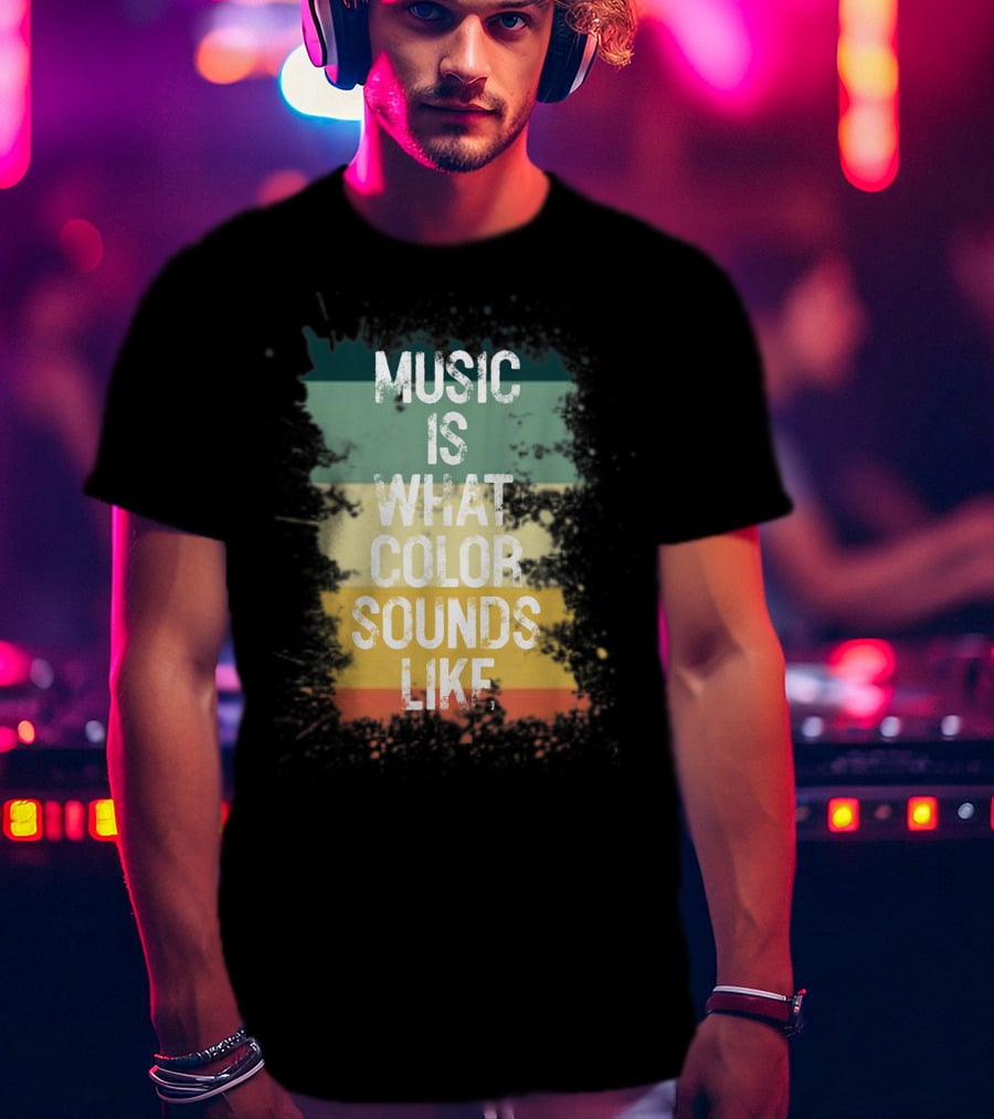 Music Is What Color Sounds Like Vintage Brush Strokes T-Shirt