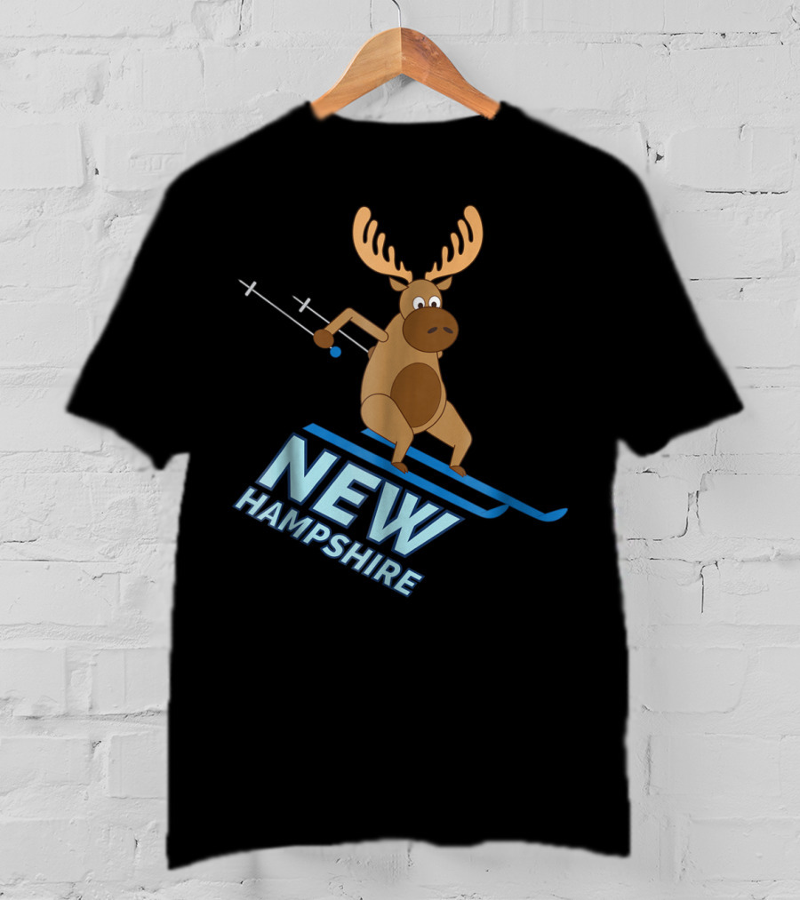New Hampshire Skiing Moose Winter Fun T-Shirt