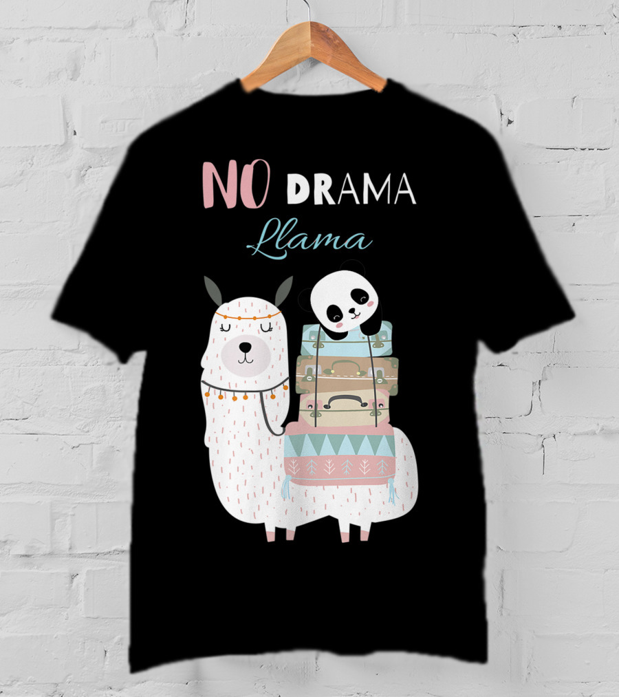 No Drama Llama Cute Panda On Llama With Suitcases T-Shirt
