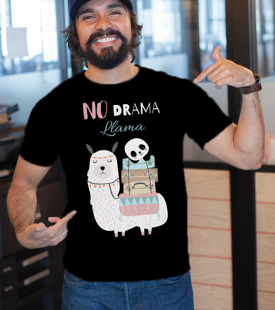 No Drama Llama Cute Panda On Llama With Suitcases T-Shirt