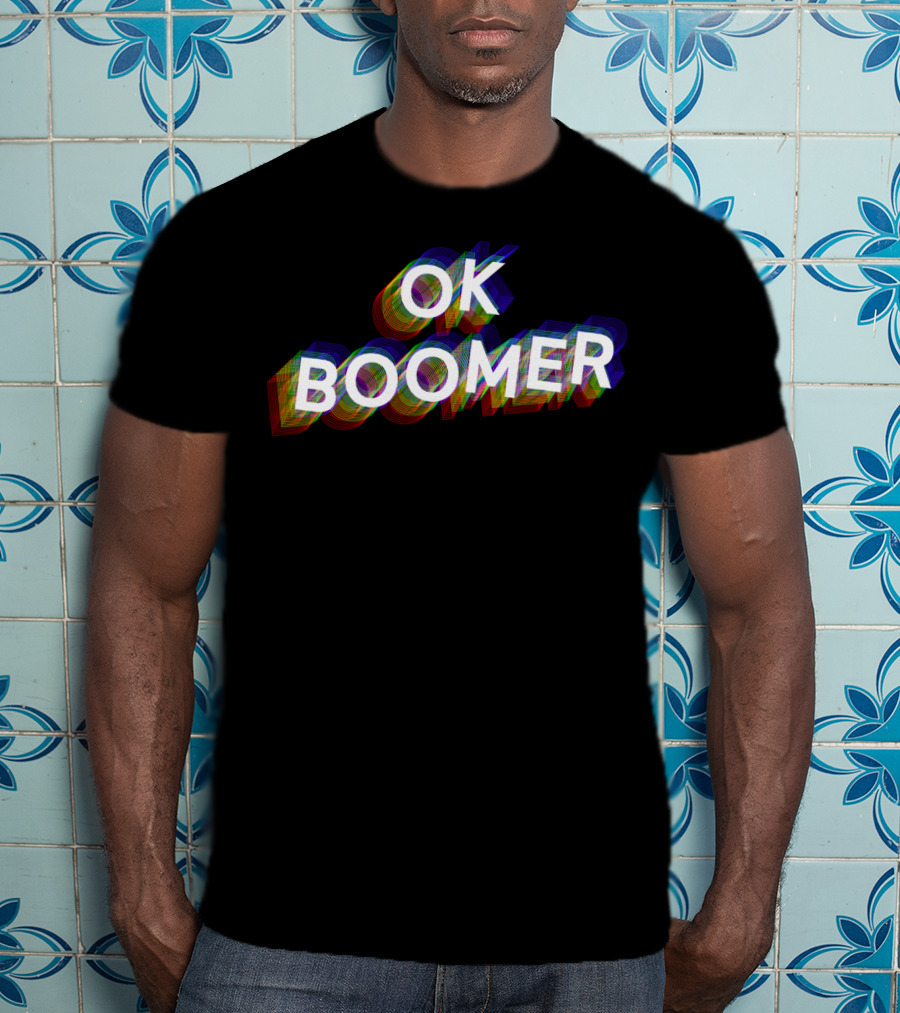OK Boomer Colorful Funny Trendy Gen Text Glitch T-Shirt