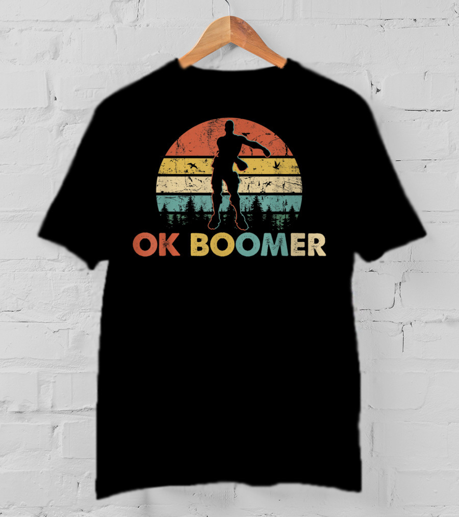 OK Boomer Retro Silhouette Sunset Vintage Funny Saying T-Shirt