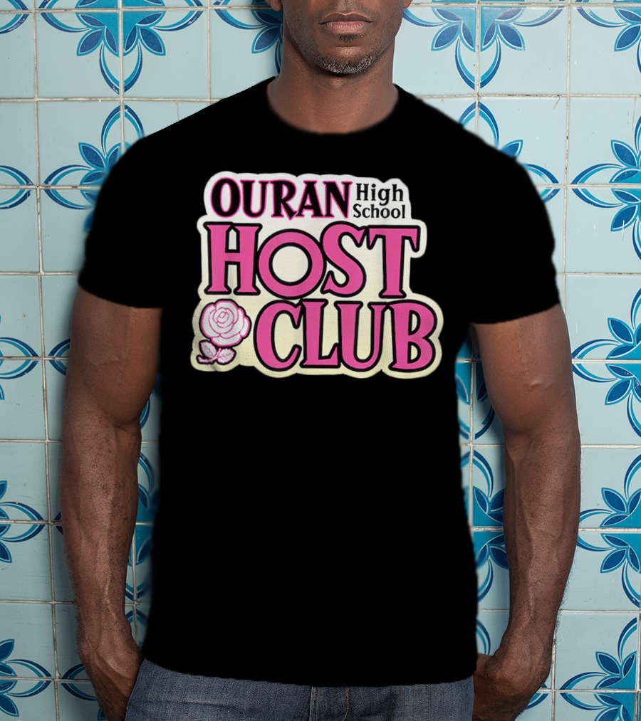 Ouran High School Host Club Anime Series Logo With Rose T-Shirt