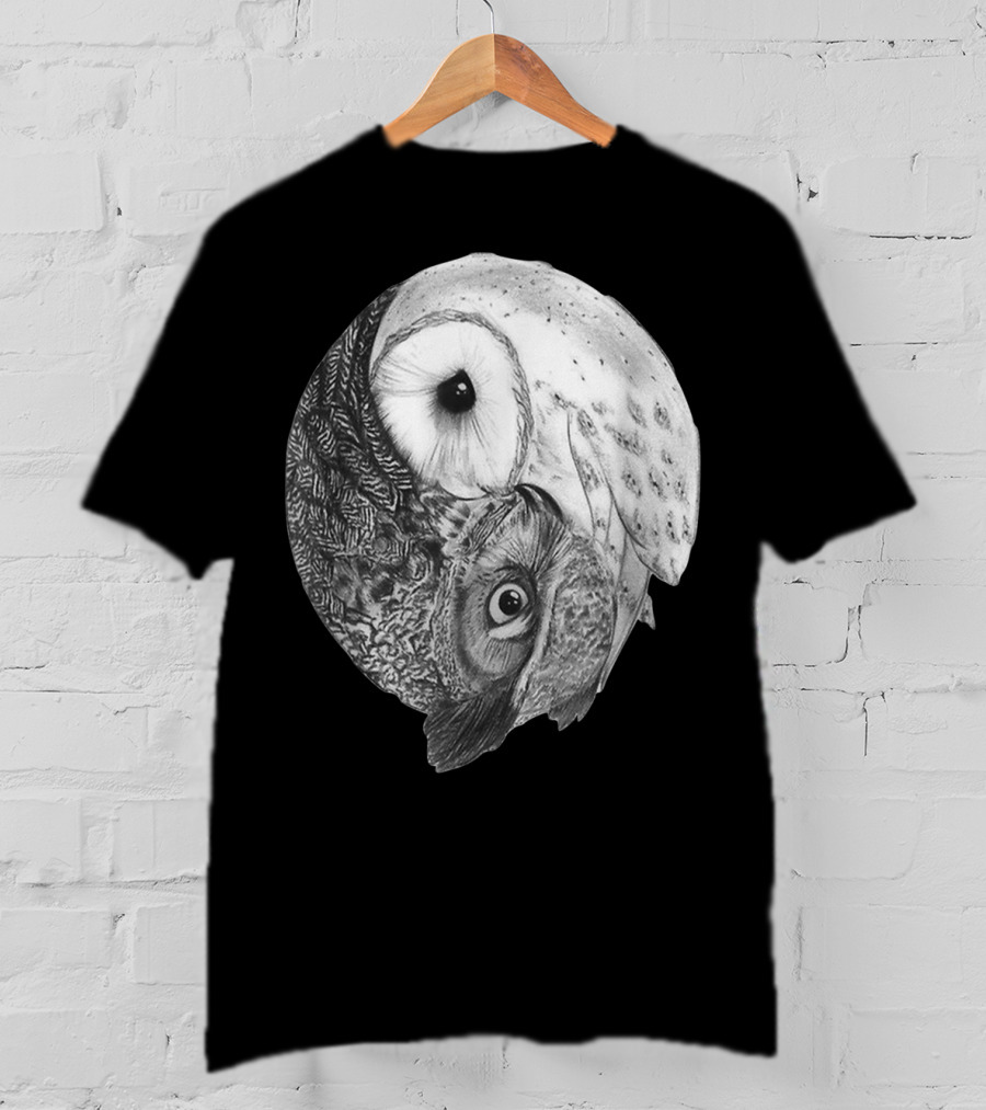 Snowy Owl Barn Owl Yin Yang T-Shirt