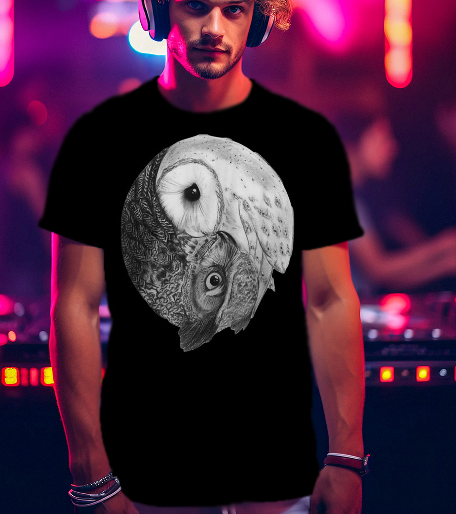Snowy Owl Barn Owl Yin Yang T-Shirt