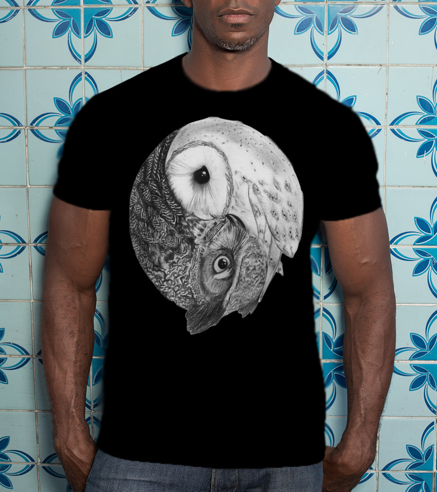 Snowy Owl Barn Owl Yin Yang T-Shirt