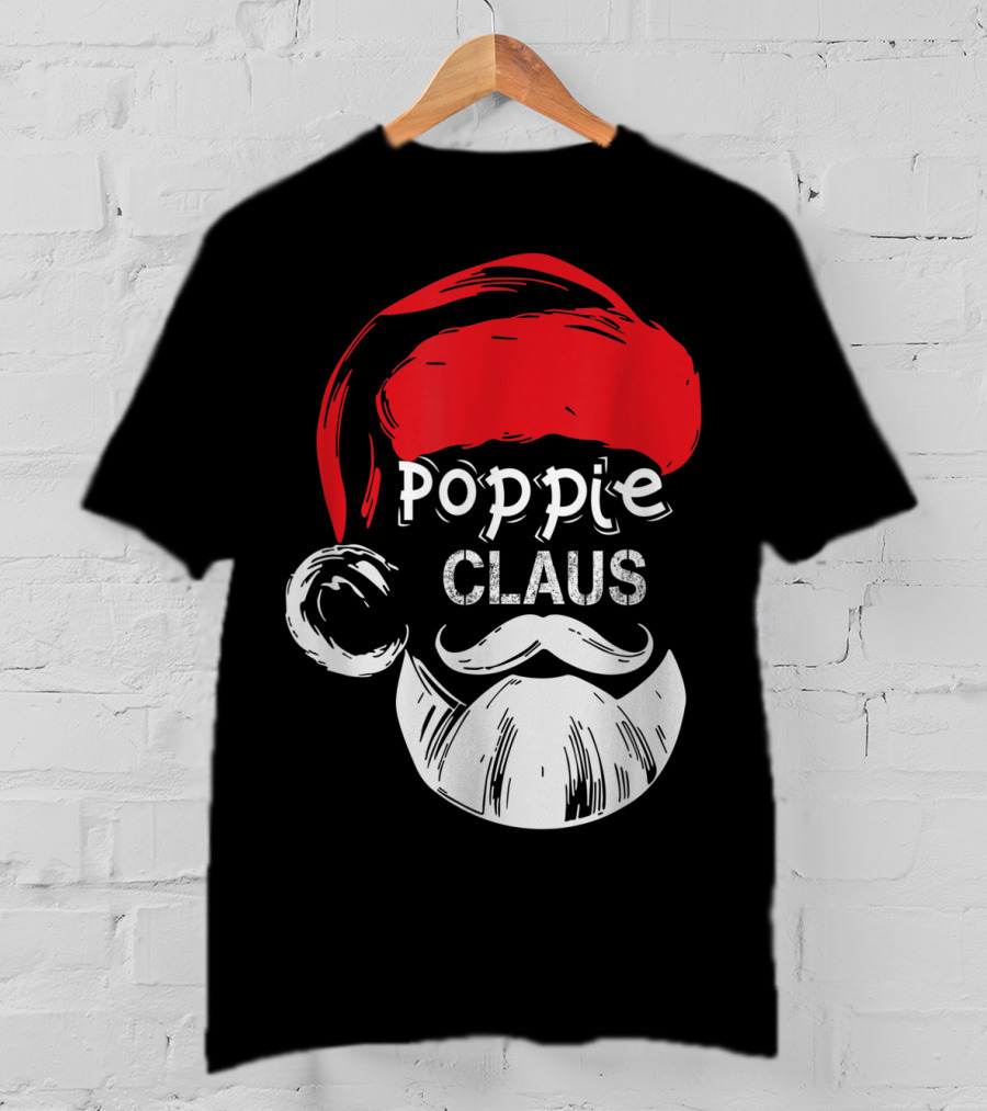 Poppie Claus Santa Hat Christmas Grandpa T-Shirt