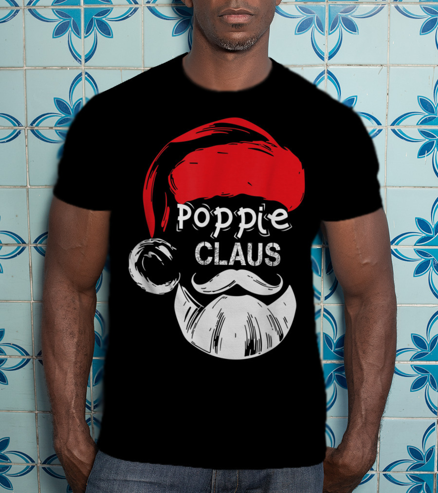 Poppie Claus Santa Hat Christmas Grandpa T-Shirt