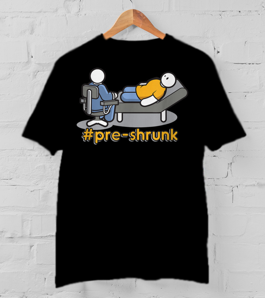 Pre-Shrunk Couch Therapy Icon With Casual Stick Figures T-Shirt