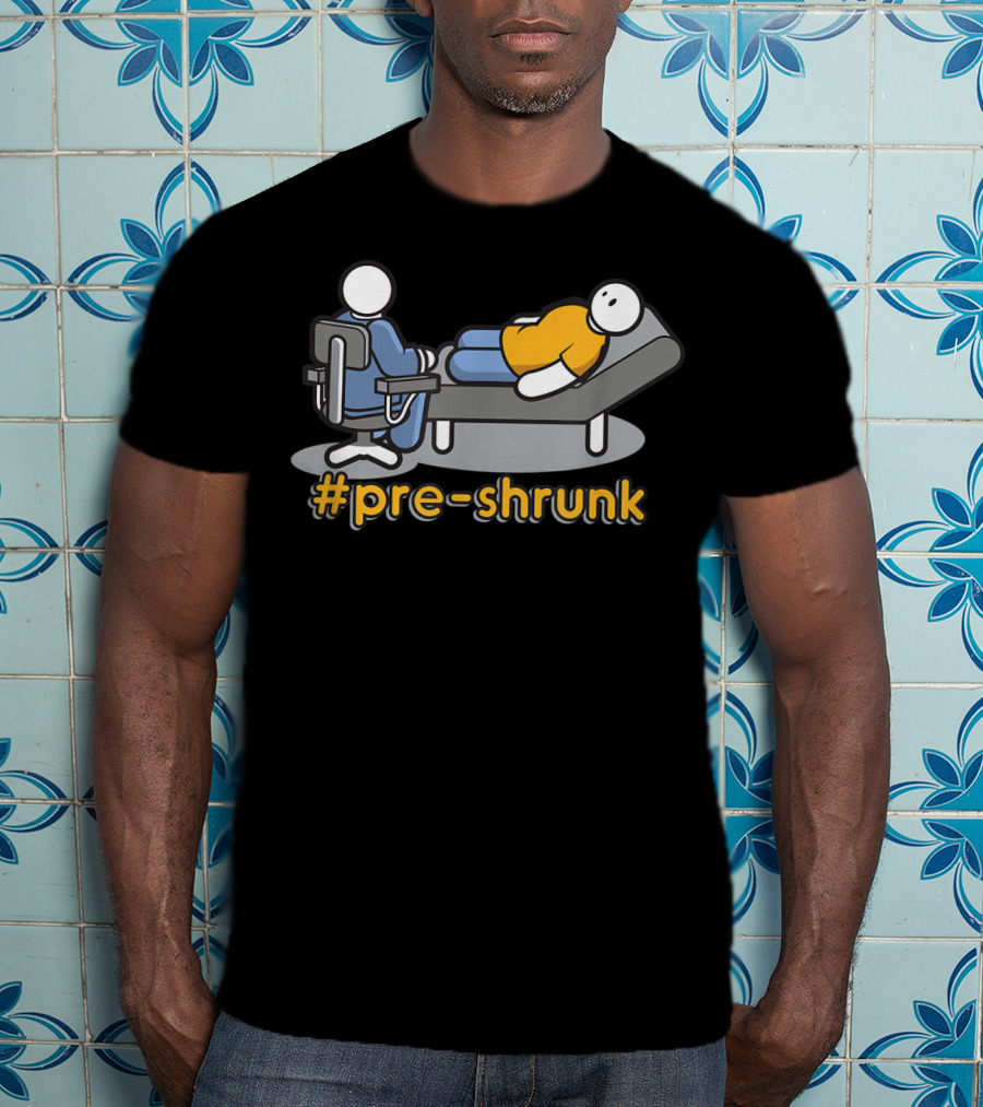 Pre-Shrunk Couch Therapy Icon With Casual Stick Figures T-Shirt