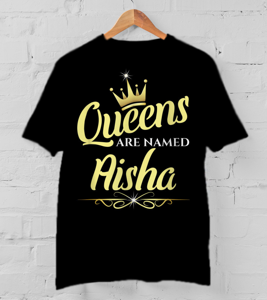 Queens Are Named Aisha Bold Crown Motif T-Shirt