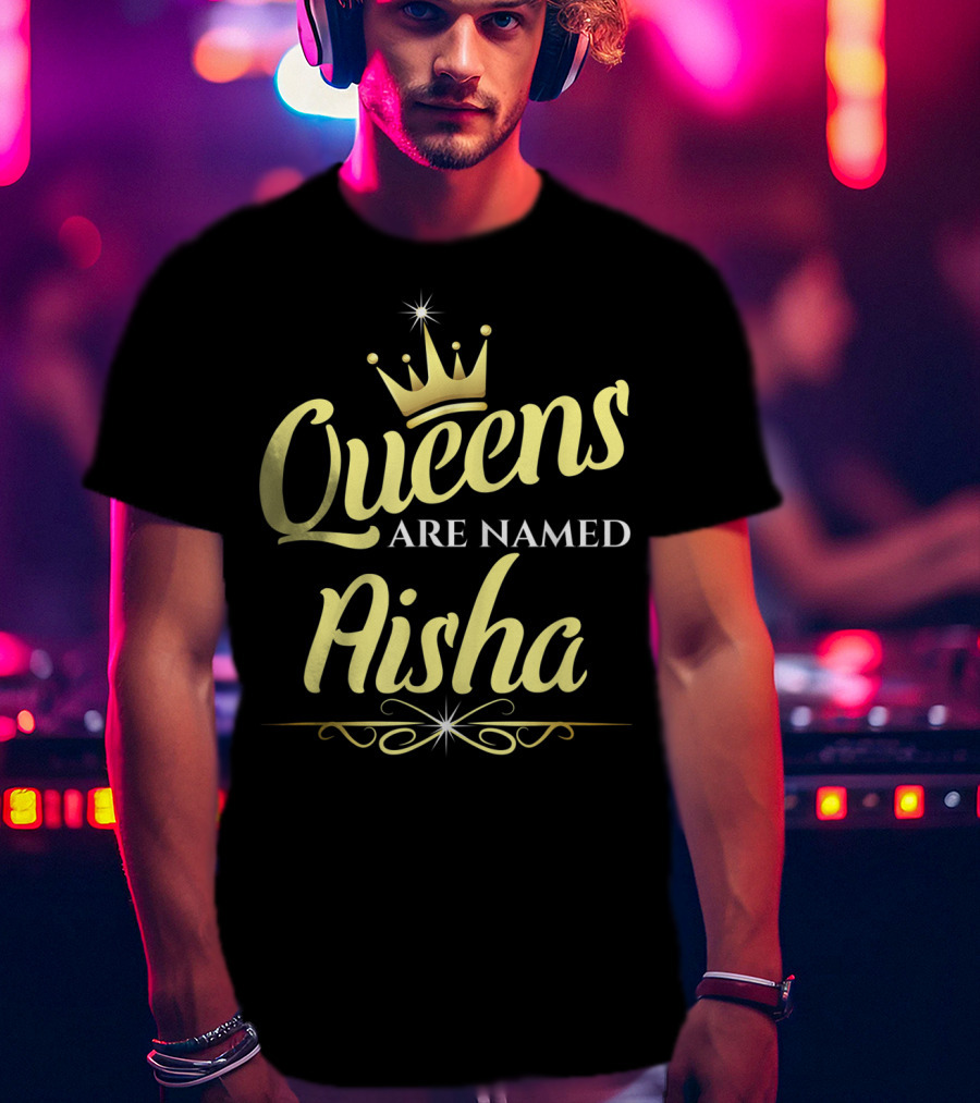 Queens Are Named Aisha Bold Crown Motif T-Shirt