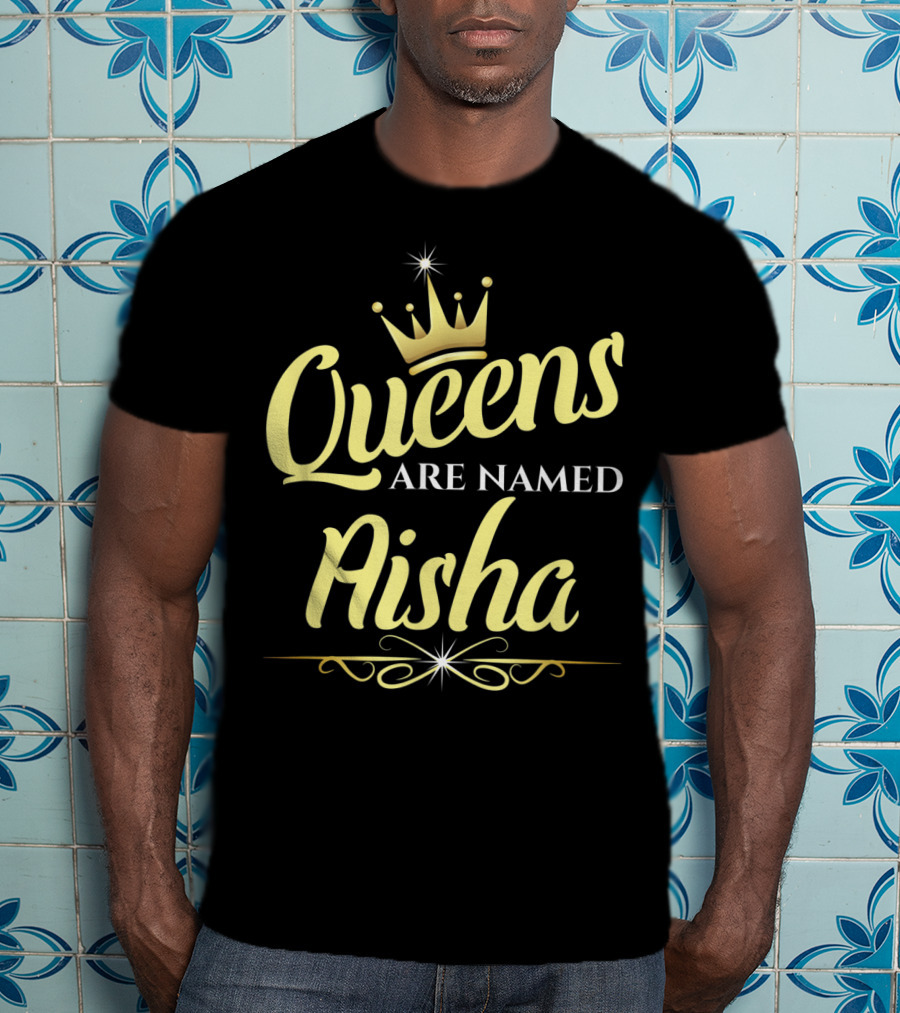 Queens Are Named Aisha Bold Crown Motif T-Shirt