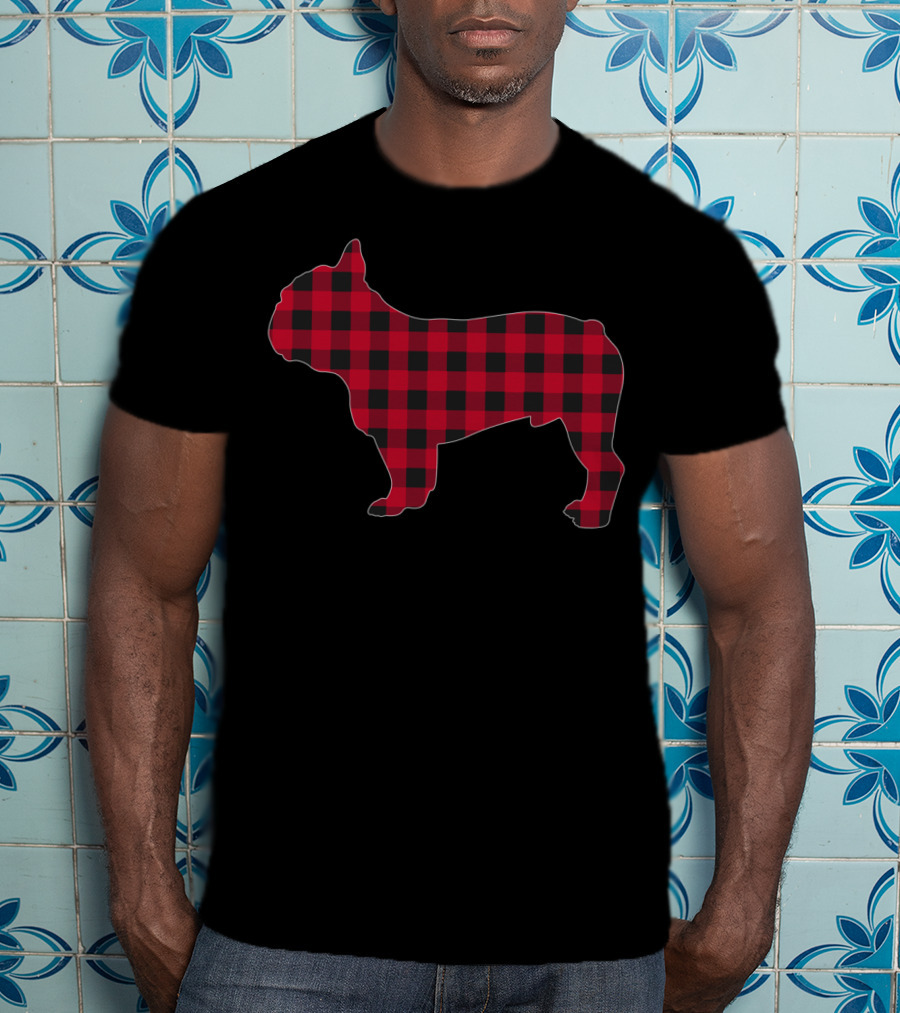 Red Plaid French Bulldog T-Shirt