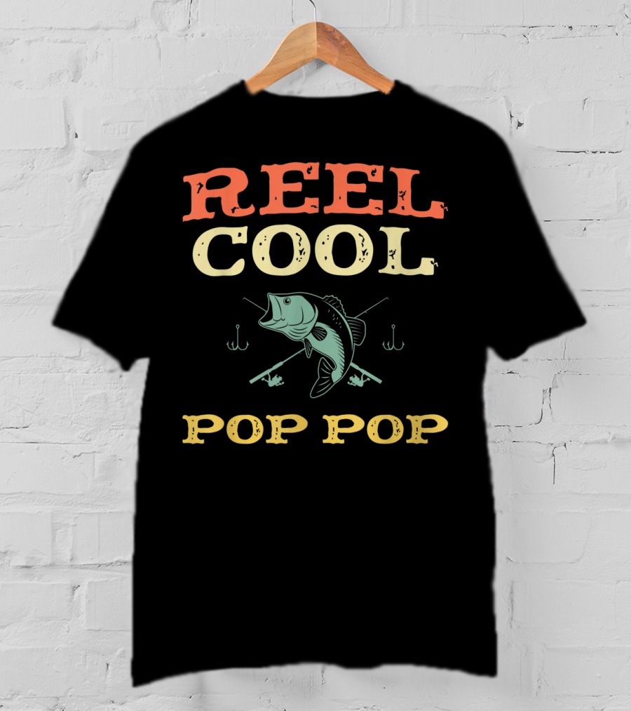 Reel Cool Pop Pop Fishing Bass Hooks T-Shirt