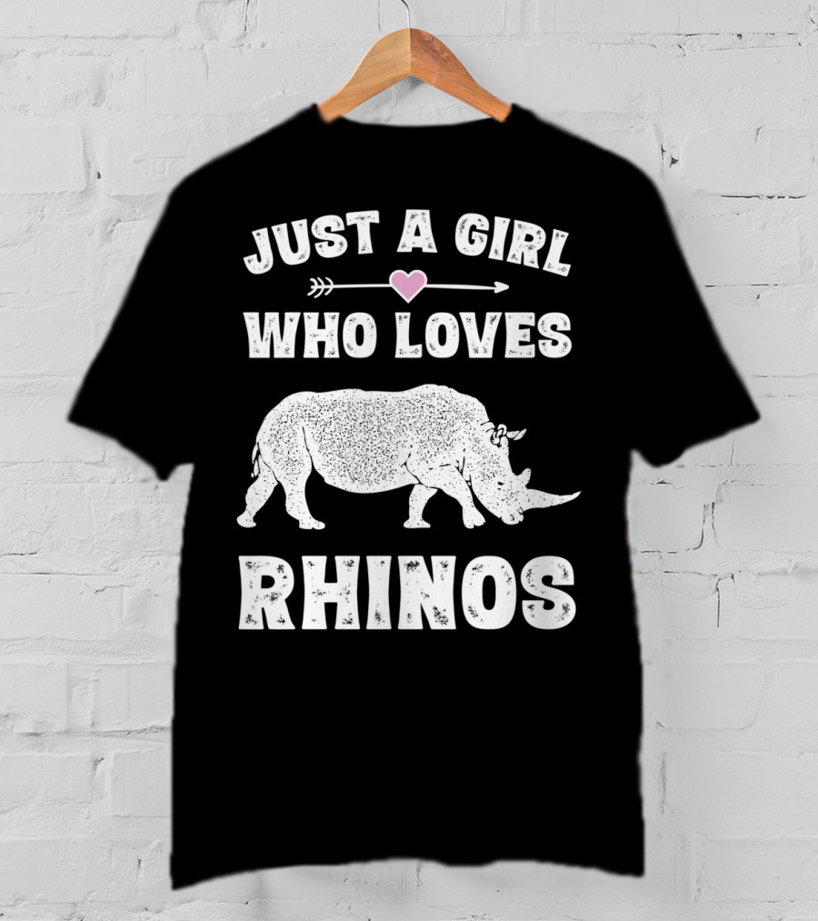 Just A Girl Who Loves Rhinos Retro Vintage Rhinoceros T-Shirt