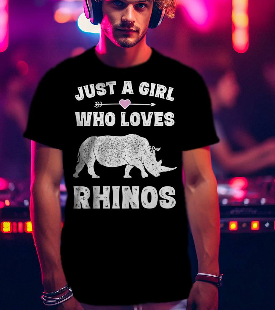 Just A Girl Who Loves Rhinos Retro Vintage Rhinoceros T-Shirt