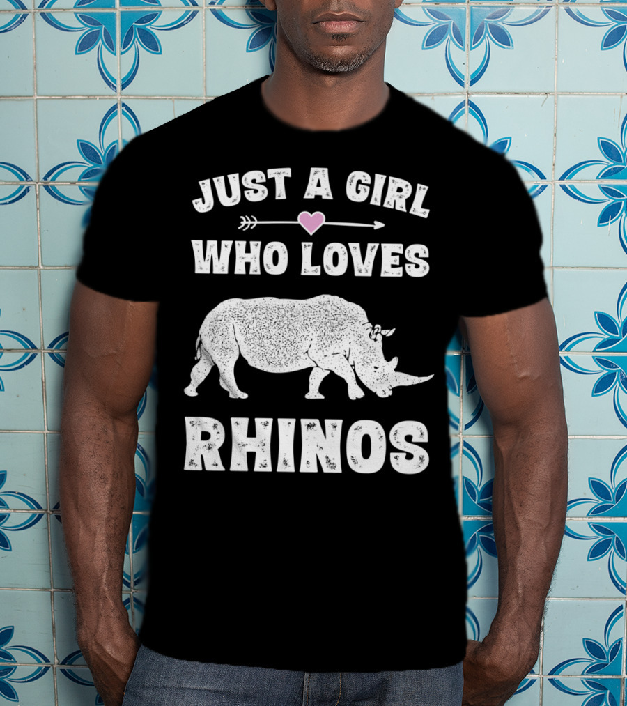 Just A Girl Who Loves Rhinos Retro Vintage Rhinoceros T-Shirt