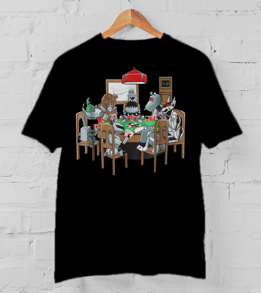 Robot Dogs Playing Poker At 4:12 With Red Poker Lamp T-Shirt