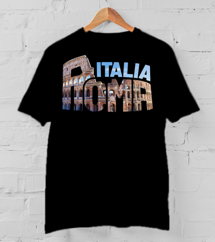 Italia Roma Colosseum Typography T-Shirt