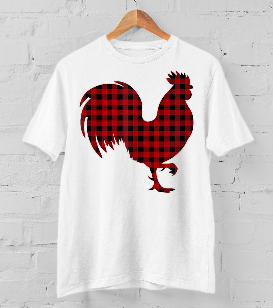 Rooster Red Plaid Buffalo Check T-Shirt