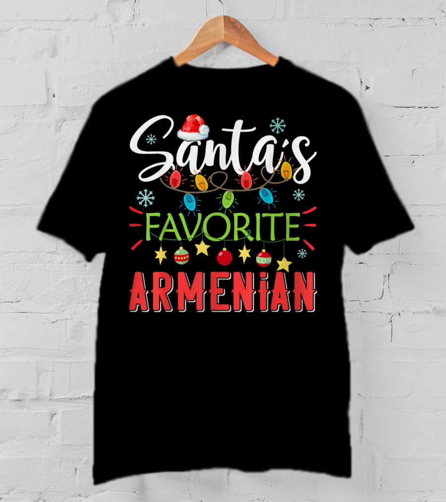 Santa's Favorite Armenian Christmas Lights Santa Hat T-Shirt