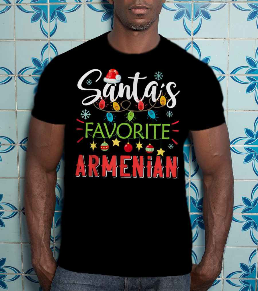 Santa's Favorite Armenian Christmas Lights Santa Hat T-Shirt